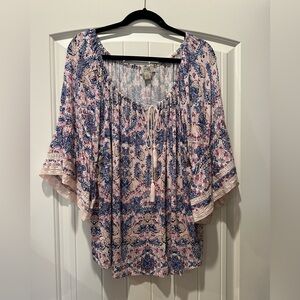 Vintage America Floral Blouse - Pink and Blue